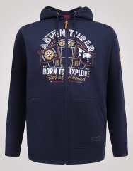 D555 Hector Adventurer Printed Zip Through Hoody Navyblauw