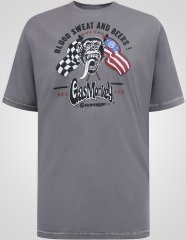 D555 Jasper Official Gas Monkey T-shirt met Print Grijs