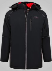 D555 Jamie Soft Shell Detachable Hood Padded Jacket Zwart TALL