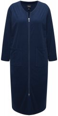 Ulla Popken 749967 Badstof badjas met rits Donkerblauw