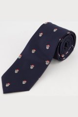 JP1880 811267 Zijden stropdas met kerstmotief Donkerblauw