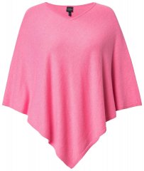 Ulla Popken 820512 Gebreide poncho van wolmix met V-hals Lichtroze