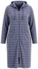Ulla Popken 821543 Gestreepte badstof badjas Antraciet