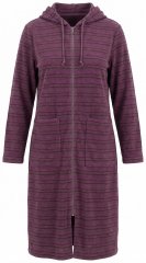 Ulla Popken 821543 Gestreepte badstof badjas met rits Bruin