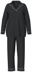 Ulla Popken 823030 Pyjama met overhemdkraag Zwart