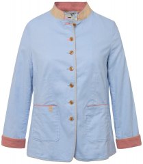 Ulla Popken 823538 Blazer van linnenmix met opstaande kraag Lichtblauw