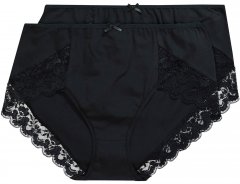 Ulla Popken 824106 Slips met kant 2-pack Zwart