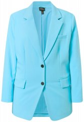 Ulla Popken 826487 Oversized blazer met kleppen Lichtturquoise