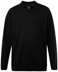 JP1880 827115 Poloshirt met lange mouwen en buikpasvorm Zwart