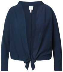 Ulla Popken 827116 Bolero met opstaande kraag van linnenmix Donkerblauw
