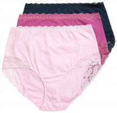 Ulla Popken 831866 Slips met hoge taille en kant 3-pack Donkerblauw
