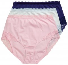 Ulla Popken 831866 Slips met hoge taille en kant 3-pack Koningsblauw
