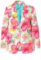 Ulla Popken 835230 Katoenen blazer met bloemen Rood