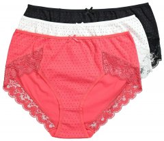 Ulla Popken 837080 Slips met hoge taille en kant 3-pack Roze