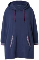 Ulla Popken 837190 Loungeponcho met capuchon Donkerpaars