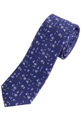 JP1880 837692 Gebloemde zijden stropdas extra lang Donkerblauw