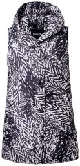 Ulla Popken 838435 Lang gewatteerd vest met print Zwart