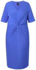 Ulla Popken 838765 Jersey jurk met korte mouwen en V-hals Grijsblauw