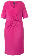 Ulla Popken 838765 Jersey jurk met korte mouwen en V-hals Roze