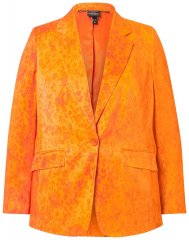 Ulla Popken 839607 Satijnen blazer met print Lichtoranje