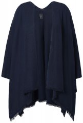 Ulla Popken 841117 Oversized gebreide poncho met strass Donkerblauw