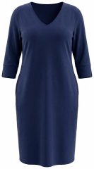 Ulla Popken 841952 Sweatjurk met V-hals Donkerblauw