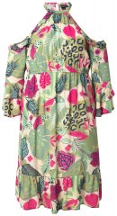 Ulla Popken 842471 A-lijn jurk met driekwartmouwen Champagne