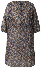 Ulla Popken 842936 Gestreepte jurk met driekwartmouwen Donkerblauw