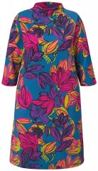 Ulla Popken 843180 Gebloemde jersey jurk Petrol