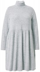 Ulla Popken 844233 Gebreide jurk met lange mouwen en col Grijs gemêleerd
