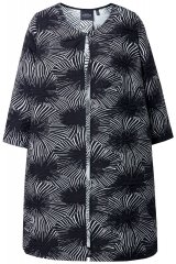 Ulla Popken 844981 Gestructureerde blazer met ronde hals Zwart