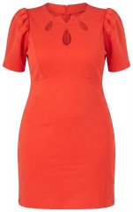 Ulla Popken 845150 Bodycon jurk met korte mouwen Rood