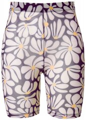 Ulla Popken 845285 Gebloemde anti-schuur shorts Zwart