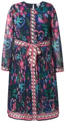 Ulla Popken 845649 Gebloemde chiffon jurk Donkerblauw