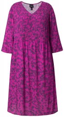 Ulla Popken 845825 Gebloemde midi-jurk met V-hals Lila