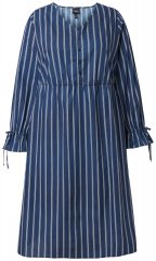 Ulla Popken 845863 Gestreepte jurk met V-hals Donkerblauw