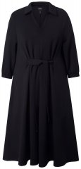 Ulla Popken 846373 Midi-jurk met strikceintuur Zwart