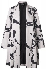 Ulla Popken 846923 Bedrukte blazer met sjaalkraag Taupe