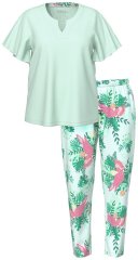 Ulla Popken 846971 Pyjama met print Lichtgroen