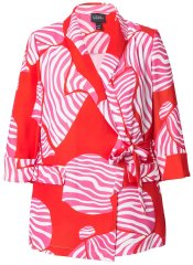 Ulla Popken 847275 Gestreepte blazer met overslag Rood