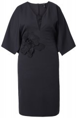 Ulla Popken 847909 Gebloemde midi-jurk Zwart