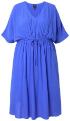Ulla Popken 848224 Maxi-jurk met korte mouwen en V-hals Blauw