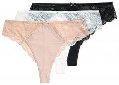 Ulla Popken 848522 Strings met kant 3-pack Zwart
