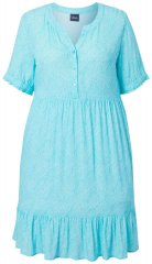 Ulla Popken 848724 Bedrukte jurk met ruches Turquoise
