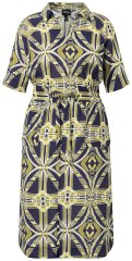 Ulla Popken 848789 Bedrukte midi-jurk met zakken Donkerblauw