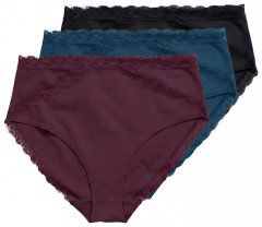 Ulla Popken 848803 Slips met kant 3-pack Wijnrood