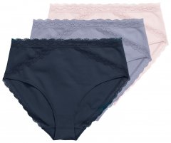 Ulla Popken 848803 Slips met kant 3-pack Lichtblauw