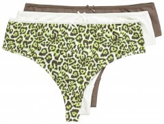 Ulla Popken 848826 Strings met dierenprint 3-pack Taupe