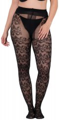 Ulla Popken 849055 Gebloemde panty Zwart