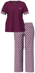 Ulla Popken 849850 Pyjama met ruitjes Bessenrood